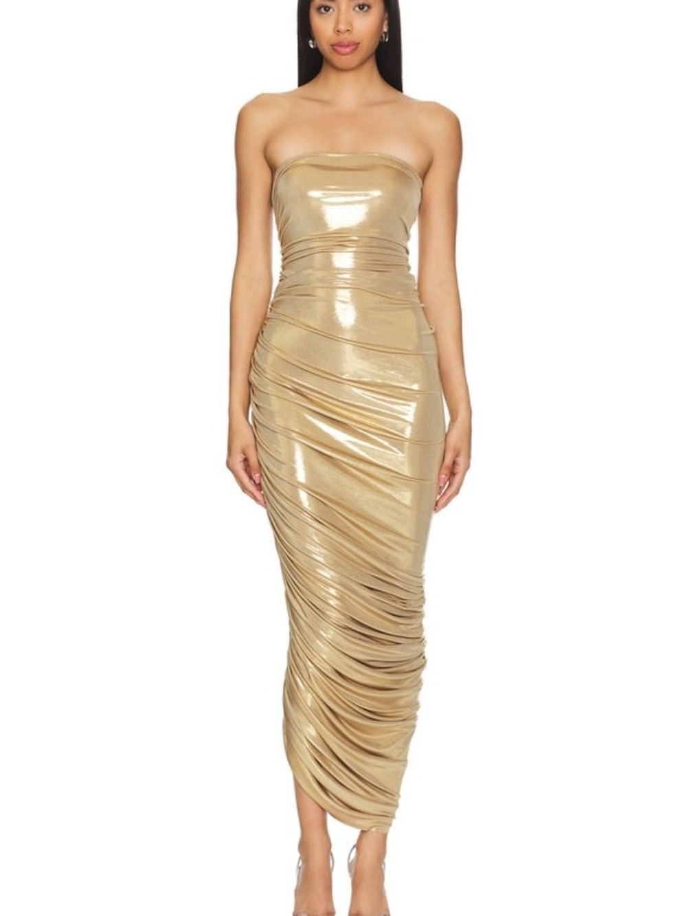 Norma Kamala Strapless Diana Gown in Gold